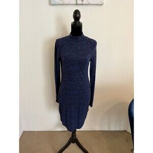 Express Blue Black Cozy Long Sleeve Mock Neck Sweater Dress Size Medium NWT!